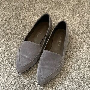 Avellini Gray Suede Women's Loafers Sz 8 (38) pointy toe Made in Italy